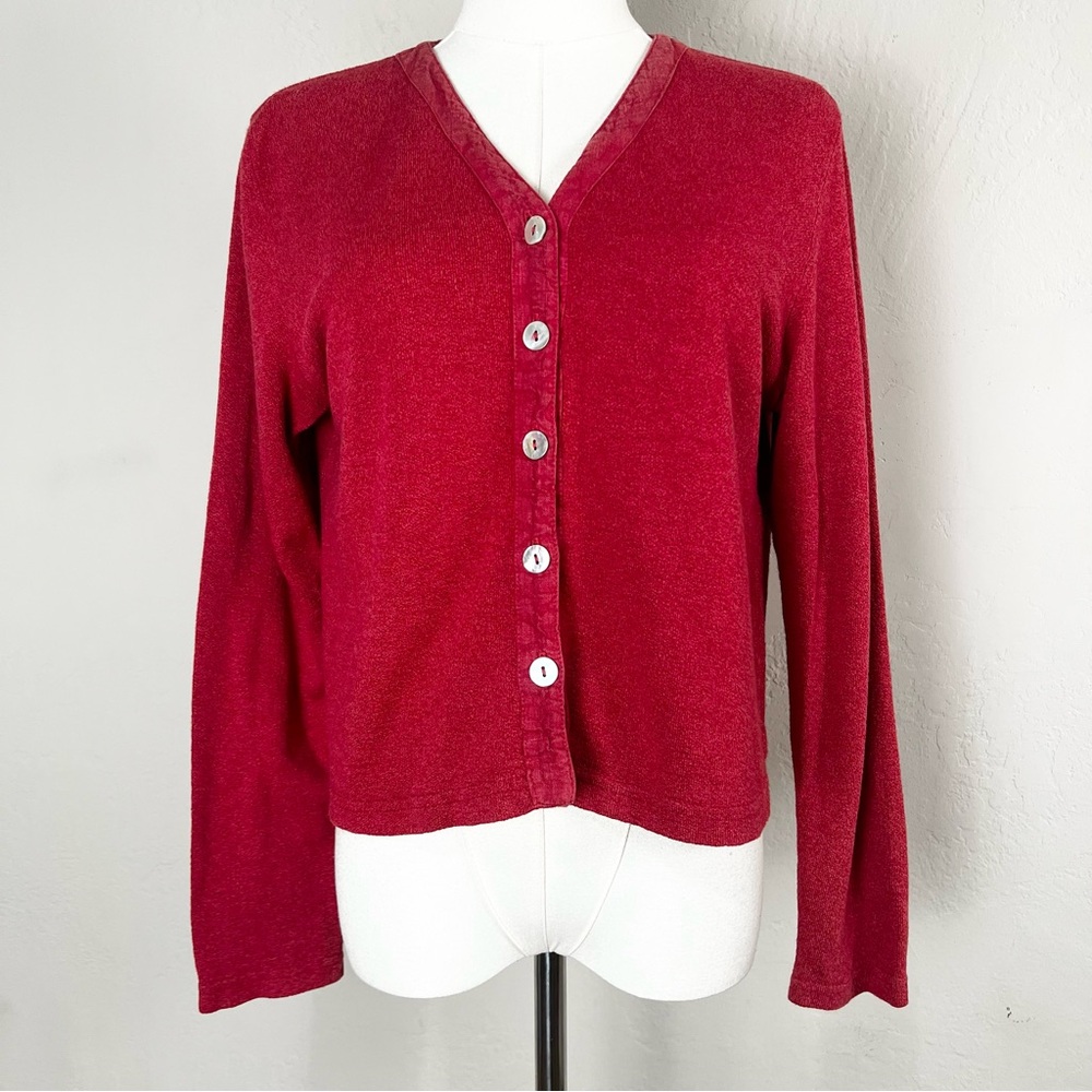 Cut Loose Cardigan Sweater Pink Boxy V-Neck Long Sleeve Lagenlook Size Medium‎
